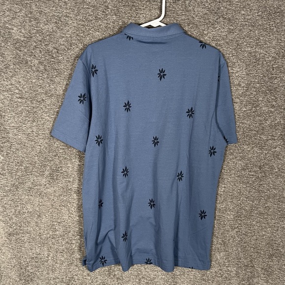 TravisMathew Polo Shirt Mens Large Blue Rome Around Floral Golf Button Down - Picture 7 of 8